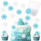 50pcs Snowflakes Cupcake Topper White Blue, Snowflakes Cake Cupcake Decoration for Winter Frozen Theme Party Supplies