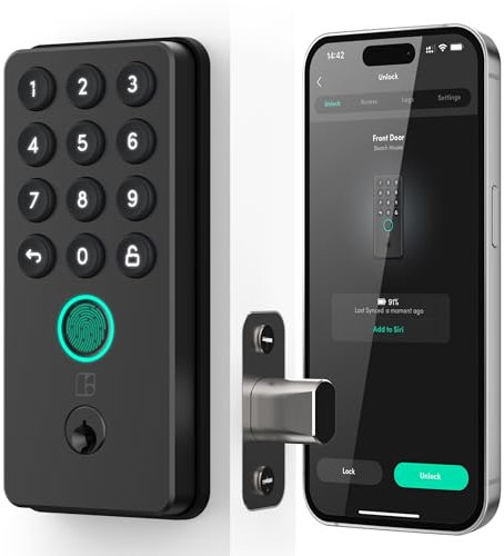 igloohome (New!) Deadbolt Go Smart Lock w/Fingerprint, Digital Keys, Remote PIN Codes, WiFi Bridge (Sold Separately) - Tested to ANSI Standards, Easy to Install (Matte Black)