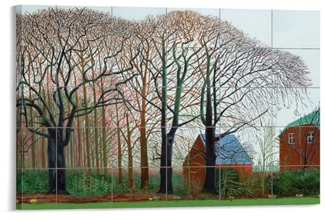 Kunstdruck auf Leinwand, Motiv: David Hockney Bigger Trees near Warter, Kunstdruck, Poster, Foto, Gemälde, Poster, Raumdekoration, 60 x 90 cm