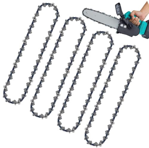 4 Pièces Chaine Tronconneuse, 6 Chaine de Tronconneuse Electrique, Mini Chaînes de Tronçonneuse pour Coupe de Branches de Bois, Mini Tronçonneuses