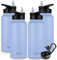 MURBONE Insulated Water Bottles, 1L Stainless Steel Drink Flask with Straw, BPA Free, 2 Lids (Straw and Spout), Leakproof Double Walled Vacuum Water Bottle, Blue, Pack of 4