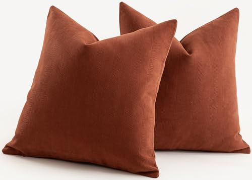 Mandioo 2er Set Kissenbezug 45x45 cm Rostfarbe Chenille Kissenbezüge weich Gemütlich langlebig modern Zierkissenbezug Dekokissen Kissenhülle für Sofa Wohnzimmer Schlafzimmer