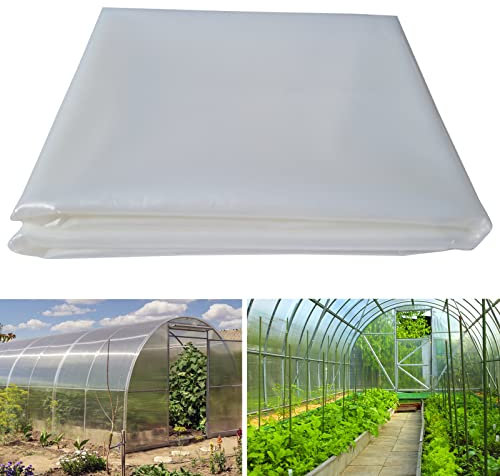 AGGAFA - 100% Virgin Materials (8M X 10M), Heavy Duty (150um/6mil) Polythene Clear Greenhouse Plastic Sheeting, 4Years Lifetime UV Resistant and 90% High Light Transmission Greenhouse Film