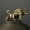 DUOLAIYUNSO Bronzefigur, 3,4 x 2,1 cm, kleine Messing-Stier-Figur, Tierstatue, Anhänger für Zuhause, Büro, Schreibtisch, Dekoration, Schlüsselanhänger, Basteln