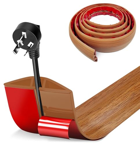 BOUFEIDA Flexible Floor Cable Duct, Self-Adhesive, 3m, Yellow Oak, PVC, Modern, Cable Management Cover