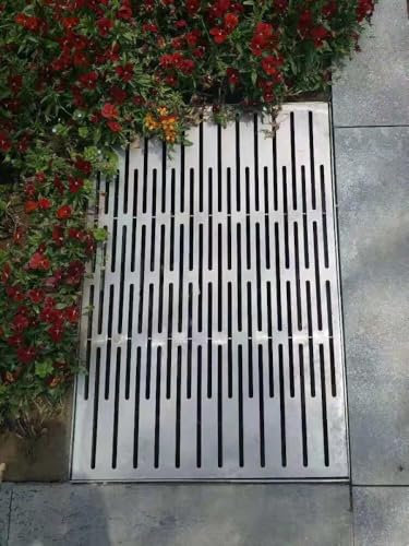 Rejilla de drenaje de acero inoxidable 304 para patio, cubierta duradera para bloquear los desechos, ideal para pasillos, garaje, estacionamiento y porche, 90 x 35 x 3 cm