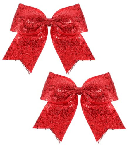 2 fiocchi jumbo da cheerleading da 19,1 cm, grandi e luccicanti, clip per capelli cheerleader, con paillettes, per ragazze, adolescenti, softball, cheerleader, uniforme, Col