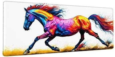 Cavallo in corsa Tappetino Mouse Gaming, 120x60 CM Large Mouse Pad, Tappetino Mouse XXL 1200x600x 3MM, Tappetino Scrivania con Base in Gomma Antiscivolo, per Lavoro Ufficio Home, Regalo Donna Uomo W15
