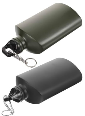 Yardwe 2stücke Wasserflasche Aus Aluminiumlegierung Flach Und Tragbar Mit Haken Für Outdoor-aktivitäten Camping Und Wandern Kompakt Und Langlebig