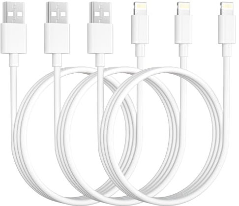 Cable iPhone 1M 3Pack [MFi Certificado], Cable Lightning USB Cable Cargador iPhone cabo iPhone Carga Rápida iPhone Charger cable para iPhone 14 13 12 11 Pro Max XS XR X 8 7 6 5 SE, iPad, iPod, AirPod