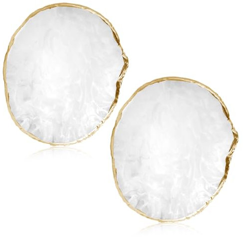 Wanmu 2Pcs Resin Nail Art Palette Nail Polish Palette for Gel Nail Art Gold Edge Nail Art Painting Mixed Color Plate Nail Holder Nail Art Display Board