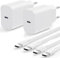 Chargeur Rapide iPhone 16 15 Pro, Chargeur iPhone USB C 20W avec 2M USB C Câble pour Apple iPhone 16 Pro Max/15/15 Plus/iPad/Air/Mini/Samsung, 2Pack Type C 2m Cable Adaptateur Secteur Alimentation