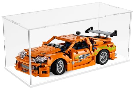 DuvinDD Acryl Vitrine für Lego Technic 42151 42169 42138 42204 – 35x15x15cm Transparente Staubschutzbox mit Weißer Sockel Schaukasten Vitrine Schaukasten für Lego Technic Cars Serie