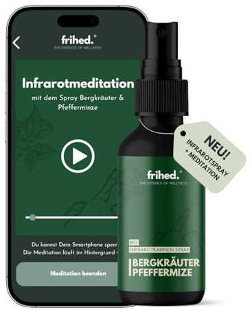 frihed.® Infrarotkabine Spray Pfefferminze & Bergkräuter - Aroma Spray für Infrarotkabine - Alternative zum Saunaaufguss - Langanhaltender Duft - Made in Lüneburg