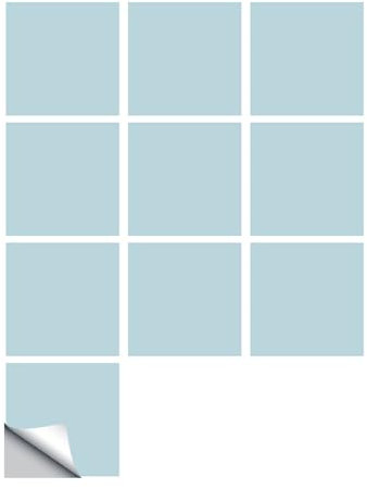 DOTBUY-SHOP Autocollant Adhésif pour Déco Carrelage de Cuisine, Couleur Unie Autocollant Carreaux Salle de Bain 10 PCS Stickers Carrelage Stickers Carreaux pour Décoration (Bleu,10x10cm)