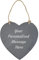 Heart-Shaped Slate Hanging Sign with Jute Rope, Personalised Message Plaque, Grey, 24.5 cm