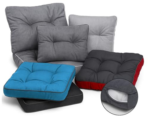 TexDeko® Ecolen Gartenkissen nach Maß – Premium Rattanmöbel Loungekissen Sitzkissen mit und ohne Rückenlehne passgenau Sitzpolster für In-& Outdoor mit Antirutsch-Boden, wasserabweisend UV-Schutz