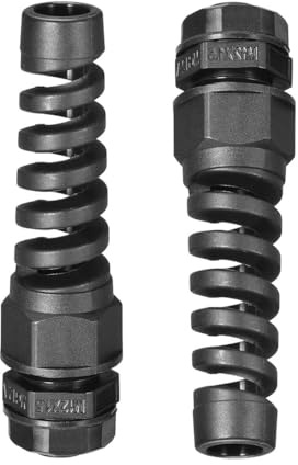 TA-VIGOR 2Pcs M12 Cable Gland 3mm-6.5mm Wire Hole Waterproof Nylon Connector Joint Adjustable Locknut with Strain Relief Black