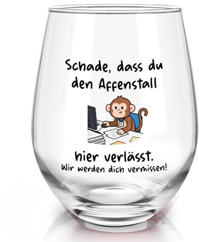 Joymaking Weinglas Geschenke Abschied - Schade, dass Du den Affenstall hier verlässt - Abschiedsgeschenk Kollegen Jobwechsel, Abschiedsgeschenk Kollegin, Danke Geschenk 17oz
