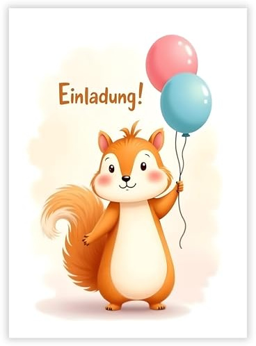 ZETTMANN Einladungskarten Kindergeburtstag Mädchen – Einladungskarten Winter – 10 Karten – Einladung Kindergeburtstag Mädchen – Süßes Winter Eichhörnchen Motiv