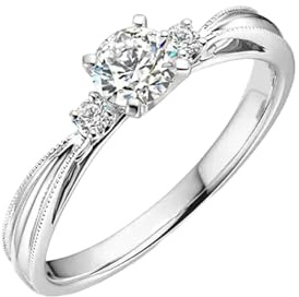 Wycian Ring Diamant Damenring Platin Silber PT950 mit 0,25 CT Diamant Größe 49 (15.6) Massiv, Nicht Plattiert Mode für Gattin Weihnachten Schmuck