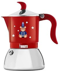 Bialetti Fiammetta Induction Orsetto Natale 2025, Moka in Alluminio, con Base in Acciaio, Adatta ai Piani ad Induzione Caffettiera Rossa, Edizione Speciale Joyful Memories