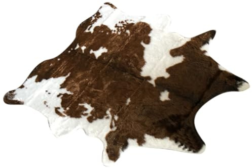 FOMIYES Flauschiger Kuhfell Teppich 110x84cm aus Plüsch rutschfeste Bodenmatte für Wohnzimmer Schlafzimmer Badezimmer Bequeme Fußmatte gegen Ermüdung