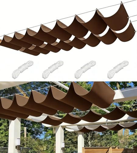Sonnensegel Einziehbares mit Ösen Verstellbar Welle Schattenabdeckung Segeltuch Markise Wasserdicht Sonnenschutz UV-Schutz für Outdoor Pergola Garten Balkon Terrasse 1.2x4M Braun