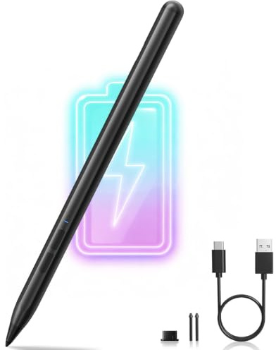 Stylet Microsoft Surface, Sensibilité de 4096 Points, Magnétique Fonction | Rejet de la paume, pour Surface Pro 11/10/9/8/7/6/5/4/3/X, Surface Go 1-4, Laptop 1-6, Surface Studio/Book 1-3（Noir）
