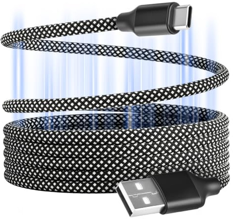 Câble Magnétique USB A vers USB C, 60W 3A Charge Rapide Cordon Rétractable | Fil Chargeur Type C en Nylon Tressé pour Transfert de Données, Anti-Nœuds pour iPhone 17 16 15 Pro Max Samsung Galaxy S26, 1M