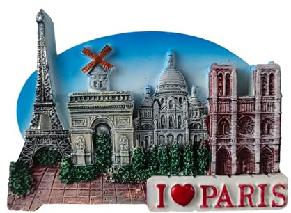 Imán para nevera con diseño de la Torre Eiffel y el Arco del Triunfo, Notre Dame. Imán 3D de recuerdo. Decoración magnética de colección. Idea de regalo de viaje, colección W17