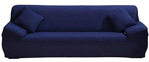 ele ELEOPTION Sofa Überwürfe Sofabezug Stretch elastische Sofahusse Sofa Abdeckung in Verschiedene Größe und Farbe Herstellergröße 235-300cm (Dunkelblau, 4 Sitzer für Sofalänge 220-300cm)