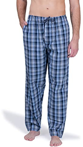 Moonline Herren Freizeithose lang 100% Baumwolle | Schlafhose aus weicher Webbaumwolle, atmungsaktiv, elastischer Tunnelzugbund, drei praktische Seitentaschen, bequem
