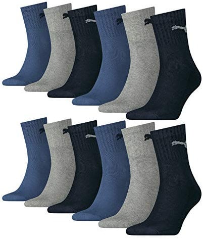 PUMA Unisex Short Crew Socken Basic Sportsocken 12er Pack, Größe:47-49, Farbe:Navy/grey/Nightshadow Blue (532)