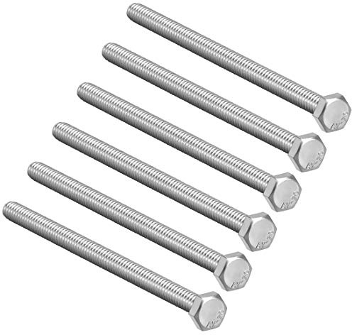 sourcing map Lot de 6 boulons hexagonaux M8 M8–1,25 x 150 mm UNC à tête hexagonale en acier inoxydable A2–70 (304) entièrement filetés