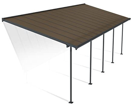 Canopia by Palram Terrassenüberdachung Alu Capri 3X8.51 Polycarbonat Hohlkammerplatten Pergola 860 x 295 cm Grau zur Überdachung ihrer Terrasse