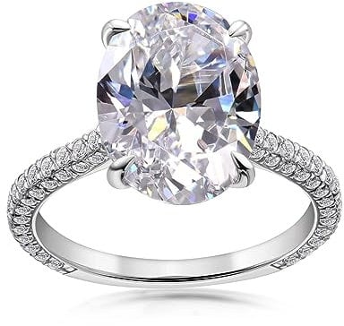 AINUOSHI Damen 925 Sterling Silber Zirkon Ring,5 Karat ovaler Damen Ewige Verlobungsring, Jubiläum Hochzeitsschmuck Geschenk
