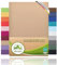 leevitex Topper Boxspringbett Spannbettlaken | 100% Baumwolle | Ökotex | 125 g/m² | 180x200cm - 200x200cm | Sand/Cappuccino | 18 cm Steg