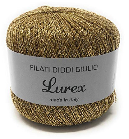 Chicca Tutto Moda Gomitolo Lurex spiralato lamè FDG Alta qualità Made in Italy Vari Colori per Uncinetto, Pietre Cristalli (Oro)
