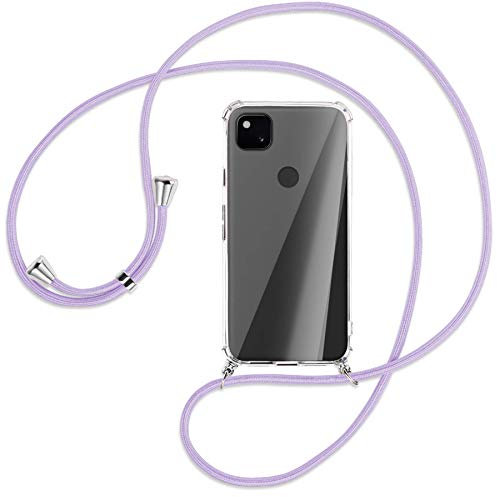 mtb more energy® Handykette kompatibel mit Google Pixel 4a (5.81'') - Flieder - Smartphone Hülle zum Umhängen - Anti Shock Full TPU Case