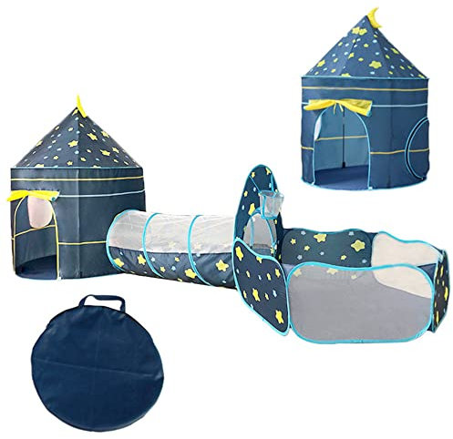 Benebomo Tente pour Enfant, Tunelle pour Enfant, Piscine à balles, Tente de Jeu intérieure et extérieure avec étoiles Bleues, Cabane de Jeux pour garçons ou Filles