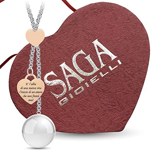 SAGA GIOIELLI COLLANA CHIAMA ANGELI BOLA SALISCENDI LUNGHEZZA REGOLABILE CHARM CUORE ROSE' FRASE EMOZIONALE E' L'ALBA DI UNA NUOVA VITA, L'INIZIO DI UN AMORE CHE NON FINIRA' MAI!