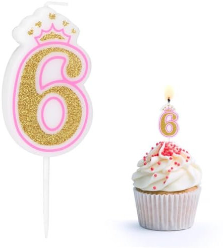 Krone Zahl kerze, Geburtstag Nummer Kerzen, Mädchen Kinder Geburtstag Kerze Party Krone Rauchfrei Kuchen Kerzen Zahlen Alter 0-8 für Feier Party liefert Themenparty(6)