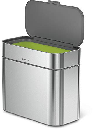 simplehuman CW1645 Cubo para Basura orgánica, Cubo de compostaje de Alimentos para la Cocina, Cubo de Basura de residuos orgánicos, Acero Inoxidable Cepillado, 4 L