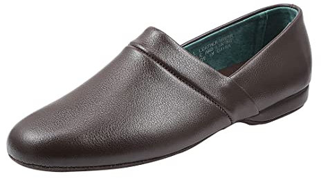 Pamir Chaussons d'opéra en cuir véritable avec semelle intérieure en mousse à mémoire de forme et semelle extérieure en cuir, marron (marron), 44 EU