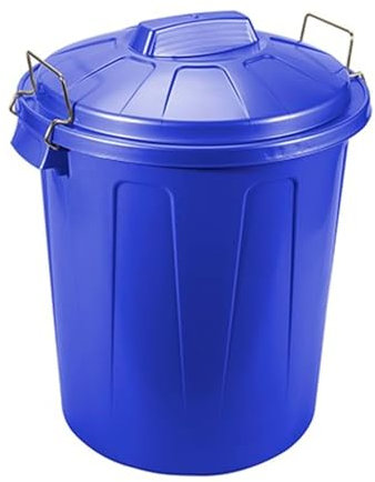 CABLEPELADO Cubo de Basura con tapa, Cubo basura Industrial, Cubo basura Plástico con asas metálicas, Contenedor residuos, 40 cm alto x 33 cm Diámetro superior, Capacidad 21 Litros, Azul
