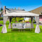 Yellowshop - Gazebo in alluminio da Giardino con zanzariere e Teli antipioggia richiudibili Beige - Fortaleza (Mt 4x3)