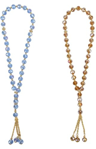 2pcs Muslimische Gebetskette Tasbih Gebetskette Muslimische Gebetskette Islamische Gebetskette Tasbih Perlen Halskette für Männer und Frauen