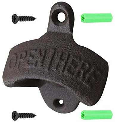 Vintage Cast Iron Wall Mounted Bottle Opener - 1 Piece with Screws for Easy Installation on Wooden Doors or Walls - for Bar, Home, Kitchen(Random Color)