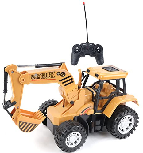 ENGINS DE CHANTIER - Camion Pelleteuse - Véhicules d'Interventions - 090318 - Jaune - Métal - 1/18 - Véhicule Télécommandé - Travaux - Jouet Enfant - Piles Non Incluses - À partir de 3 ans